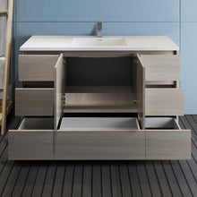 Load image into Gallery viewer, Fresca Lazzaro 60&quot; Gray Wood Free Standing Modern Bathroom Cabinet w/ Integrated Single Sink- Fresca