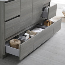 Load image into Gallery viewer, Fresca Lazzaro 60&quot; Gray Wood Free Standing Modern Bathroom Cabinet w/ Integrated Single Sink- Fresca
