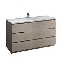 Load image into Gallery viewer, Fresca Lazzaro 60&quot; Rosewood Free Standing Double Sink Modern Bathroom Cabinet w/ Integrated Sinks- Fresca