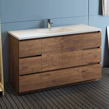 Load image into Gallery viewer, Fresca Lazzaro 60&quot; Rosewood Free Standing Modern Bathroom Cabinet w/ Integrated Single Sink- Fresca