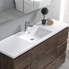 Load image into Gallery viewer, Fresca Lazzaro 60&quot; Rosewood Free Standing Modern Bathroom Cabinet w/ Integrated Single Sink- Fresca