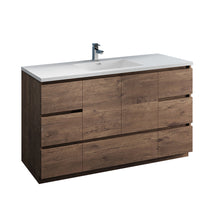 Load image into Gallery viewer, Fresca Lazzaro 60&quot; Rosewood Free Standing Modern Bathroom Cabinet w/ Integrated Single Sink- Fresca