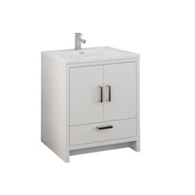 Load image into Gallery viewer, Fresca Imperia 30&quot; Glossy White Free Standing Modern Bathroom Cabinet w/ Integrated Sink- Fresca