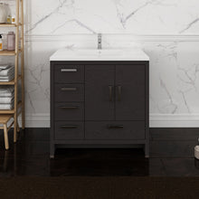 Load image into Gallery viewer, Fresca Imperia 36&quot; Dark Gray Oak Free Standing Modern Bathroom Cabinet w/ Integrated Sink - Left Version- Fresca