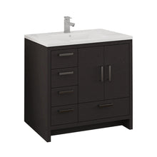 Load image into Gallery viewer, Fresca Imperia 36&quot; Dark Gray Oak Free Standing Modern Bathroom Cabinet w/ Integrated Sink - Left Version- Fresca
