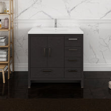 Load image into Gallery viewer, Fresca Imperia 36&quot; Dark Gray Oak Free Standing Modern Bathroom Cabinet w/ Integrated Sink - Right Version- Fresca