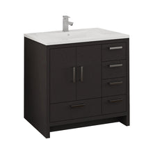 Load image into Gallery viewer, Fresca Imperia 36&quot; Dark Gray Oak Free Standing Modern Bathroom Cabinet w/ Integrated Sink - Right Version- Fresca