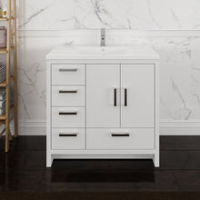 Load image into Gallery viewer, Fresca Imperia 36&quot; Glossy White Free Standing Modern Bathroom Cabinet w/ Integrated Sink - Left Version- Fresca