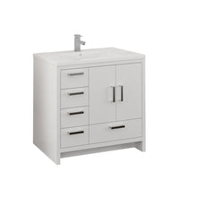 Load image into Gallery viewer, Fresca Imperia 36&quot; Glossy White Free Standing Modern Bathroom Cabinet w/ Integrated Sink - Left Version- Fresca