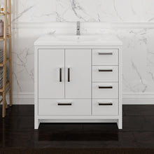 Load image into Gallery viewer, Fresca Imperia 36&quot; Glossy White Free Standing Modern Bathroom Cabinet w/ Integrated Sink - Right Version- Fresca