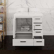 Load image into Gallery viewer, Fresca Imperia 36&quot; Glossy White Free Standing Modern Bathroom Cabinet w/ Integrated Sink - Right Version- Fresca