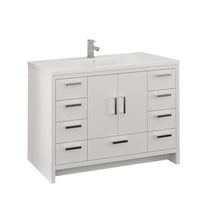 Load image into Gallery viewer, Fresca Imperia 48&quot; Glossy White Free Standing Modern Bathroom Cabinet w/ Integrated Sink- Fresca