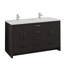 Load image into Gallery viewer, Fresca Imperia 60&quot; Dark Gray Oak Free Standing Modern Bathroom Cabinet w/ Integrated Double Sink- Fresca