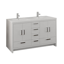 Load image into Gallery viewer, Fresca Imperia 60&quot; Glossy White Free Standing Modern Bathroom Cabinet w/ Integrated Double Sink- Fresca