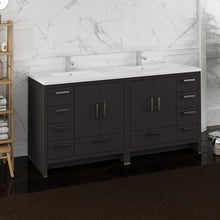 Load image into Gallery viewer, Fresca Imperia 72&quot; Dark Gray Oak Free Standing Double Sink Modern Bathroom Cabinet w/ Integrated Sink- Fresca