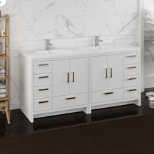 Load image into Gallery viewer, Fresca Imperia 72&quot; Glossy White Free Standing Double Sink Modern Bathroom Cabinet w/ Integrated Sink- Fresca