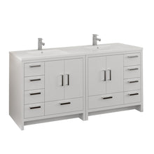 Load image into Gallery viewer, Fresca Imperia 72&quot; Glossy White Free Standing Double Sink Modern Bathroom Cabinet w/ Integrated Sink- Fresca