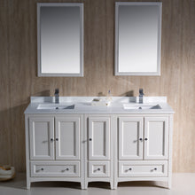 Load image into Gallery viewer, Fresca Oxford 60&quot; Antique White Traditional Double Sink Bathroom Vanity- Fresca