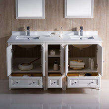 Load image into Gallery viewer, Fresca Oxford 60&quot; Antique White Traditional Double Sink Bathroom Vanity- Fresca