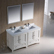 Load image into Gallery viewer, Fresca Oxford 60&quot; Antique White Traditional Double Sink Bathroom Vanity- Fresca