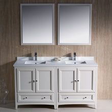 Load image into Gallery viewer, Fresca Oxford 60&quot; Antique White Traditional Double Sink Bathroom Vanity- Fresca