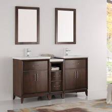 Load image into Gallery viewer, Fresca Cambridge 60&quot; Antique Coffee Double Sink Traditional Bathroom Vanity w/ Mirrors- Fresca