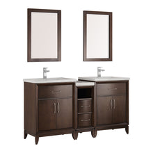 Load image into Gallery viewer, Fresca Cambridge 60&quot; Antique Coffee Double Sink Traditional Bathroom Vanity w/ Mirrors- Fresca