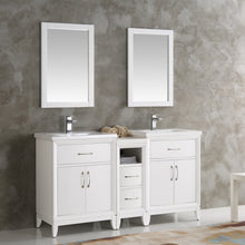 Load image into Gallery viewer, Fresca Cambridge 60&quot; White Double Sink Traditional Bathroom Vanity w/ Mirrors- Fresca