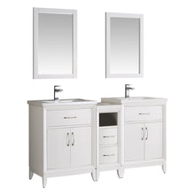 Load image into Gallery viewer, Fresca Cambridge 60&quot; White Double Sink Traditional Bathroom Vanity w/ Mirrors- Fresca
