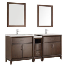 Load image into Gallery viewer, Fresca Cambridge 72&quot; Antique Coffee Double Sink Traditional Bathroom Vanity w/ Mirrors- Fresca