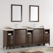 Load image into Gallery viewer, Fresca Cambridge 84&quot; Antique Coffee Double Sink Traditional Bathroom Vanity w/ Mirrors- Fresca