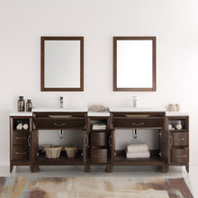 Load image into Gallery viewer, Fresca Cambridge 96" Antique Coffee Double Sink Traditional Bathroom Vanity w/ Mirrors- Fresca