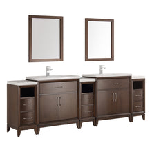 Load image into Gallery viewer, Fresca Cambridge 96" Antique Coffee Double Sink Traditional Bathroom Vanity w/ Mirrors- Fresca