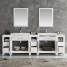 Load image into Gallery viewer, Fresca Cambridge 96" White Double Sink Traditional Bathroom Vanity w/ Mirrors- Fresca