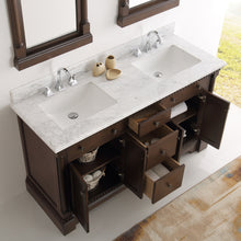 Load image into Gallery viewer, Fresca Kingston 61&quot; Antique Coffee Double Sink Traditional Bathroom Vanity w/ Mirrors- Fresca