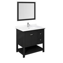 Load image into Gallery viewer, Fresca Manchester 36&quot; Black Traditional Bathroom Vanity w/ Mirror- Fresca