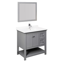 Load image into Gallery viewer, Fresca Manchester 36&quot; Gray Traditional Bathroom Vanity w/ Mirror- Fresca