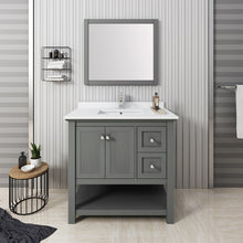 Load image into Gallery viewer, Fresca Manchester Regal 36&quot; Gray Wood Veneer Traditional Bathroom Vanity w/ Mirror- Fresca