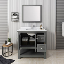 Load image into Gallery viewer, Fresca Manchester Regal 36&quot; Gray Wood Veneer Traditional Bathroom Vanity w/ Mirror- Fresca