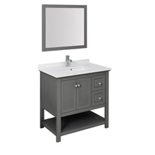 Load image into Gallery viewer, Fresca Manchester Regal 36&quot; Gray Wood Veneer Traditional Bathroom Vanity w/ Mirror- Fresca