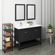 Load image into Gallery viewer, Fresca Manchester 48&quot; Black Traditional Double Sink Bathroom Vanity w/ Mirrors- Fresca