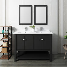 Load image into Gallery viewer, Fresca Manchester 48&quot; Black Traditional Double Sink Bathroom Vanity w/ Mirrors- Fresca