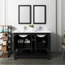 Load image into Gallery viewer, Fresca Manchester 48&quot; Black Traditional Double Sink Bathroom Vanity w/ Mirrors- Fresca