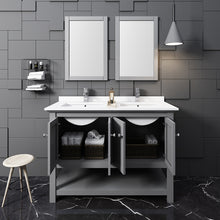 Load image into Gallery viewer, Fresca Manchester 48&quot; Gray Traditional Double Sink Bathroom Vanity w/ Mirrors- Fresca