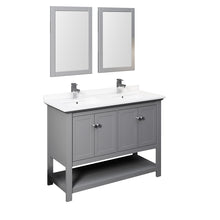 Load image into Gallery viewer, Fresca Manchester 48&quot; Gray Traditional Double Sink Bathroom Vanity w/ Mirrors- Fresca