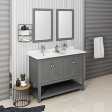 Load image into Gallery viewer, Fresca Manchester Regal 48&quot; Gray Wood Veneer Traditional Double Sink Bathroom Vanity w/ Mirrors- Fresca