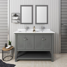 Load image into Gallery viewer, Fresca Manchester Regal 48&quot; Gray Wood Veneer Traditional Double Sink Bathroom Vanity w/ Mirrors- Fresca