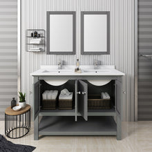 Load image into Gallery viewer, Fresca Manchester Regal 48&quot; Gray Wood Veneer Traditional Double Sink Bathroom Vanity w/ Mirrors- Fresca