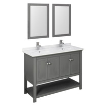 Load image into Gallery viewer, Fresca Manchester Regal 48&quot; Gray Wood Veneer Traditional Double Sink Bathroom Vanity w/ Mirrors- Fresca