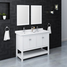 Load image into Gallery viewer, Fresca Manchester 48&quot; White Traditional Double Sink Bathroom Vanity w/ Mirrors- Fresca